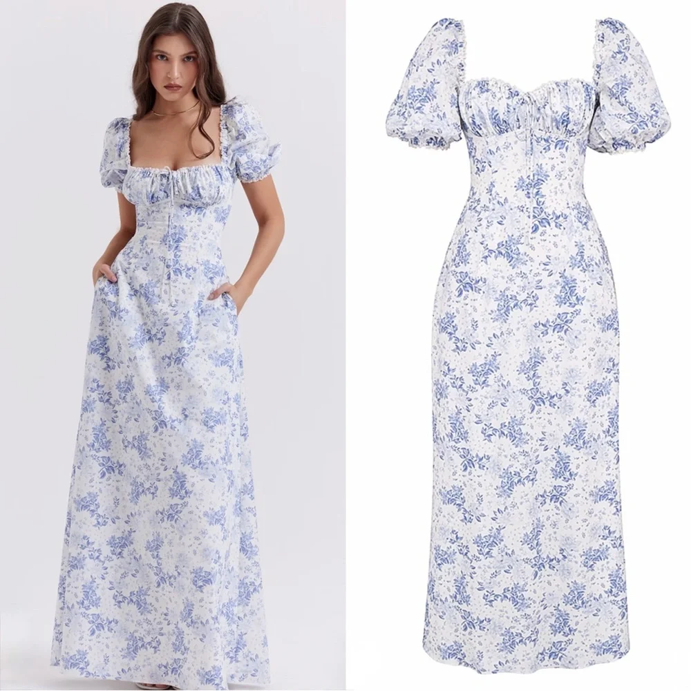 HOUSE OF CB Felizia Floral Puff Sleeve Maxi Dress - Picture 7 of 16